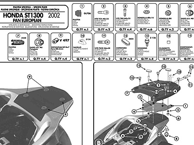KAPPA HONDA TOPBOX BRACKET K215 - PAN EUROPEAN ST 1300 (02-14)