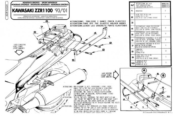 KAPPA KAWA TOPBOX BRACKET K4220 - ZZR 1100 (93-01)