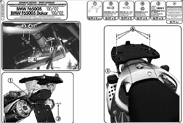 KAPPA BMW TOPBOX BRACKET K6390 - F650GS / F650GS DAKAR (00-03)