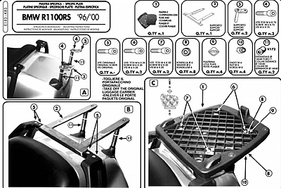 KAPPA BMW TOPBOX BRACKET K83 - R1100R (95-01) / R1100RT (96-00) / R1150RT (01) KAPPA BMW TOPBOX BRACKET K83 - R1100R (95-01) / R1100RT (96-00) / R1150RT (01)