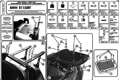 KAPPA BMW TOPBOX BRACKET K91 - R1150RT (02-04)