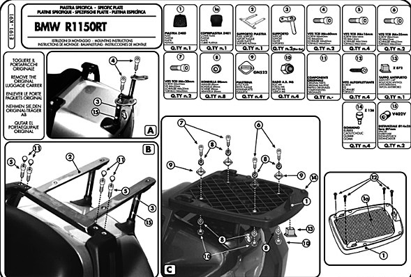 KAPPA BMW TOPBOX BRACKET K91 - R1150RT (02-04)