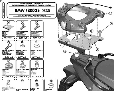 KAPPA BMW TOPBOX BRACKET K94 - F650GS / F800GS (08-17)