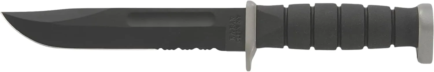 Ka-Bar 1281, D2 Fighting/Utility Knife, Serrated, Black Cordura Sheath