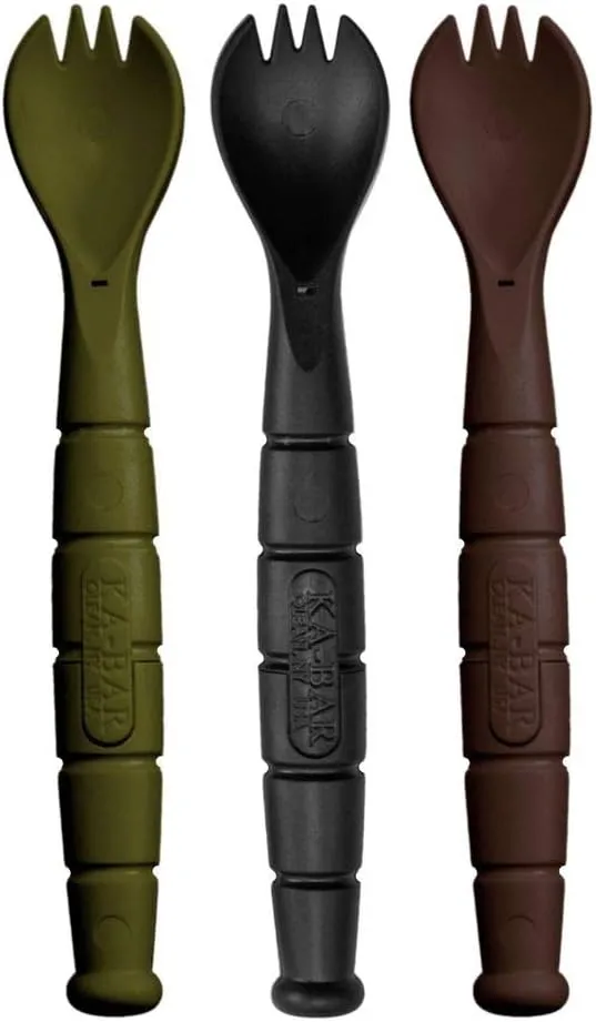 Kabar - Field KIT Spork/Knife - 3 Pac with 1 OD Green - 1 Black - and 1 Dark Brown