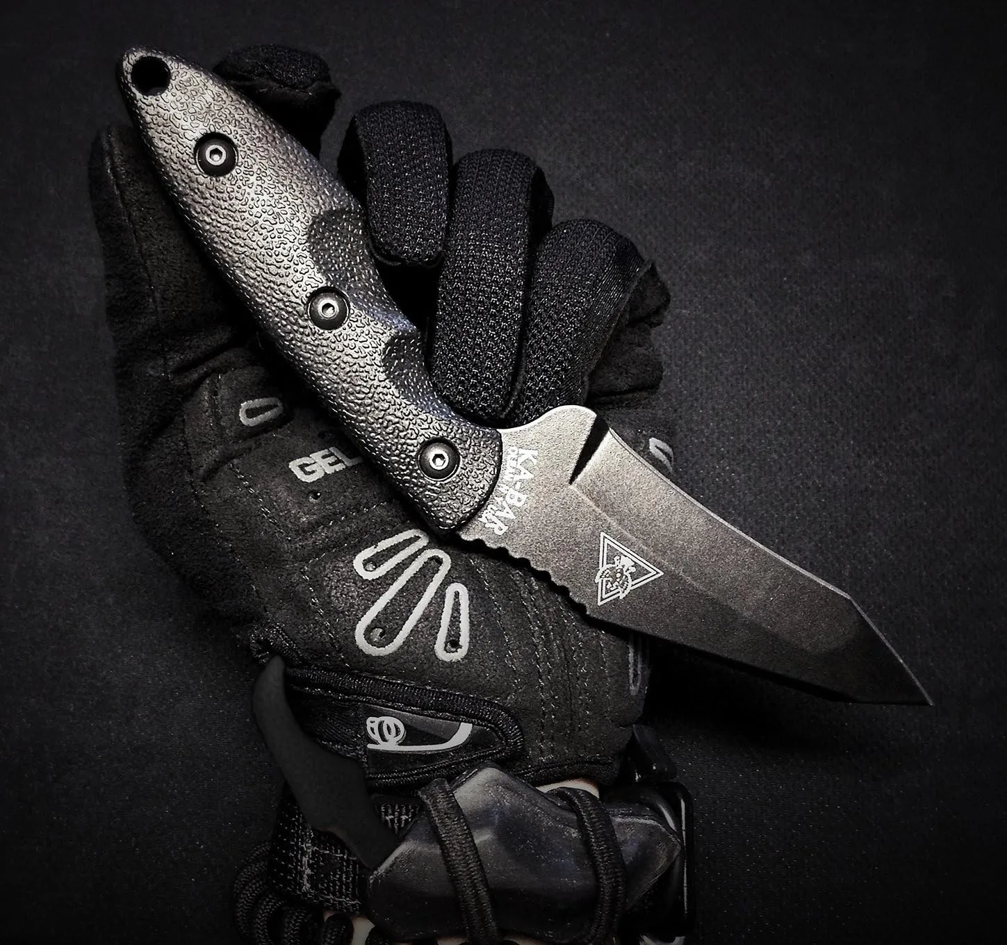 KA-BAR 2486 TDI/Hinderer Hell Fire Fixed Blade Knife, Black,steel