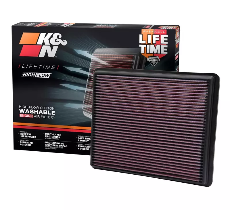 K&N 33-2129 High-Flow Panel Engine Air Filter – Replacement for GM Trucks & SUVs