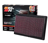 K&N High-Flow Original Lifetime Engine Air Filter: Increase Power: Premium, Washable: Compatible with Select 2002-2025 Dodge/Ram: 1500, 2500, 3500, 4500, 5500, 33-2247 (Pack of 1) Air Filter