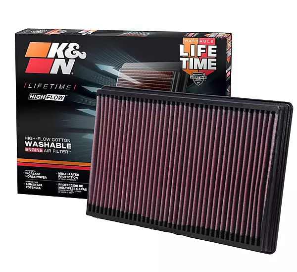 K&N High-Flow Original Lifetime Engine Air Filter: Increase Power: Premium, Washable: Compatible with Select 2002-2025 Dodge/Ram: 1500, 2500, 3500, 4500, 5500, 33-2247 (Pack of 1) Air Filter