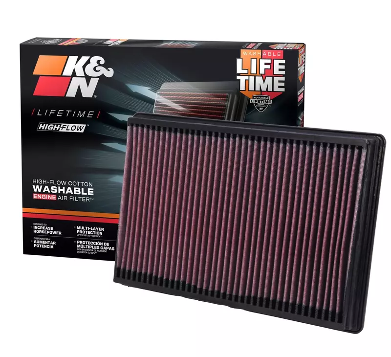 K&N High-Flow Original Lifetime Engine Air Filter: Increase Power: Premium, Washable: Compatible with Select 2002-2025 Dodge/Ram: 1500, 2500, 3500, 4500, 5500, 33-2247 (Pack of 1) Air Filter