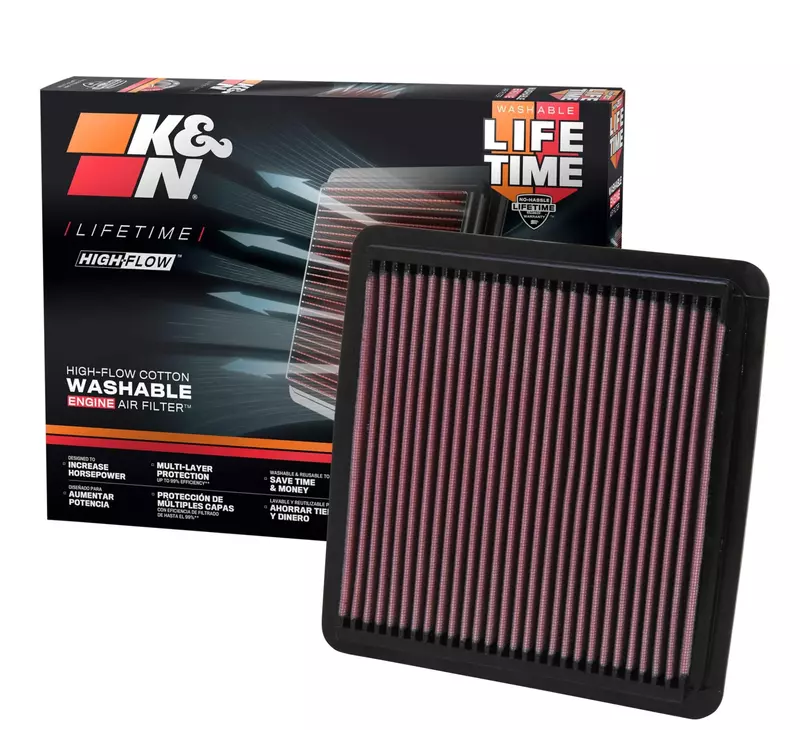 K&N High-Flow Lifetime Engine Air Filter - Washable, Fits Subaru - 33-2304