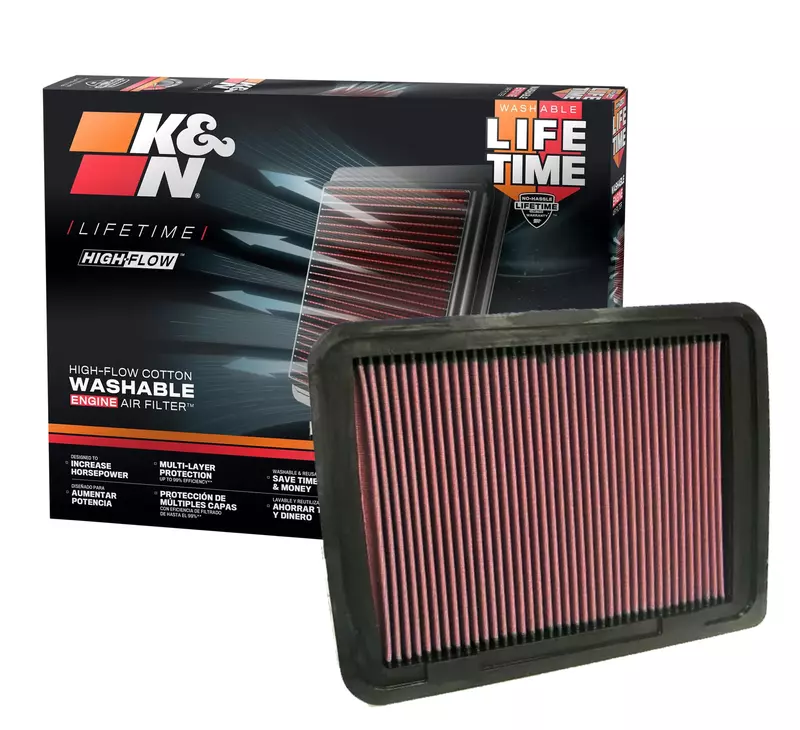 K&N High-Flow Lifetime Engine Air Filter, 33-2306 — Toyota Tacoma 2.7L (2005-2023), Washable Oiled Cotton