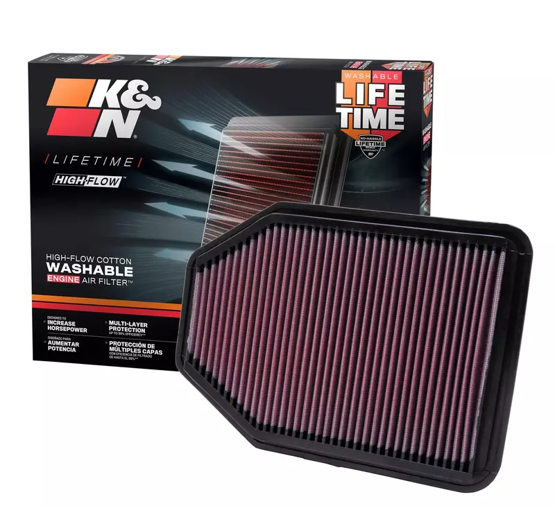 K&N High-Flow Lifetime Engine Air Filter – Fits 2007-2018 Jeep Wrangler (33-2364)