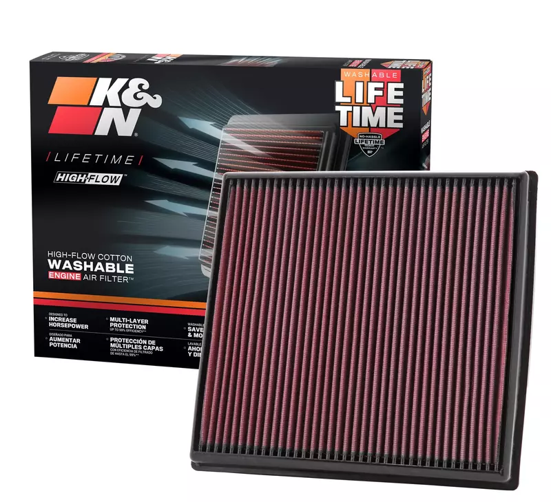 K&N High-Flow Engine Air Filter 33-2428 (Washable, Reusable)