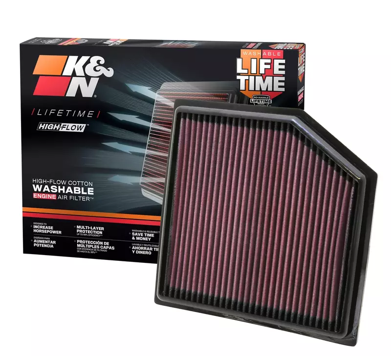 K&N High-Flow Lifetime Engine Air Filter 33-2452 — Compatible with Lexus/Toyota