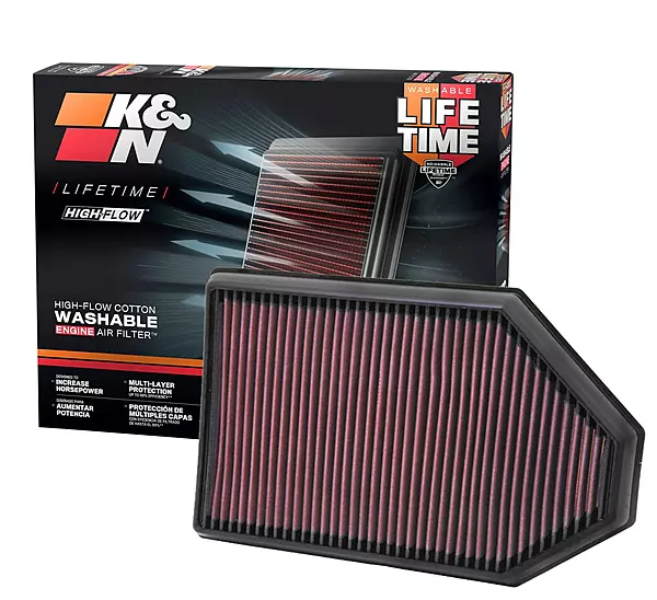K&N High-Flow Original Lifetime Engine Air Filter: Increase Power: Premium, Washable: Compatible with Chrysler/Dodge: 300, Challenger, Charger, 33-2460 Oil Cotton