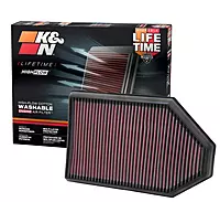 K&N High-Flow Original Lifetime Engine Air Filter: Increase Power: Premium, Washable: Compatible with Chrysler/Dodge: 300, Challenger, Charger, 33-2460 Oil Cotton