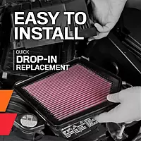 K&N High-Flow Original Lifetime Engine Air Filter: Increase Power: Premium, Washable: Compatible with 2011-2017 Honda: Odyssey, 33-2461