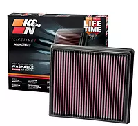 K&N High-Flow Engine Air Filter, Model 33-2990 — Washable, Lifetime (Fits Select BMW Models)
