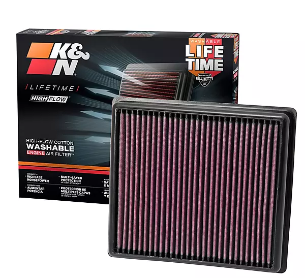K&N High-Flow Engine Air Filter, Model 33-2990 — Washable, Lifetime (Fits Select BMW Models)