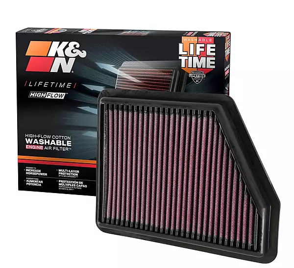 K&N High-Flow Original Lifetime Engine Air Filter: Increase Power: Premium, Washable: Compatible with 2016-2025 HONDA: Civic, HR-V, 33-5045