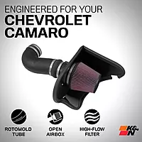 K&N Cold Air Intake System, 63-3092 — High-Flow Filter for 2016-2020 Chevrolet Camaro SS