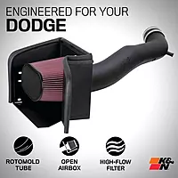 K&N Cold Air Intake System: High-Flow Air Filter, Increase Performance & Towing: Compatible with 2003-2008 Dodge/RAM: 1500, 2500, 3500, 57-1533