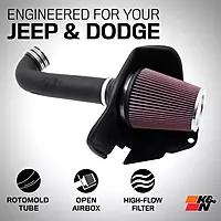 K&N Cold Air Intake System: High-Flow Air Filter, Increase Performance & Towing: Compatible with 2011-2025 Dodge/Jeep Durango, Grand Cherokee, 63-1563 Roto-Mold