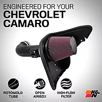 K&N Cold Air Intake System: High-Flow Air Filter, Increase Performance & Acceleration: Compatible with 2010-2015 Chevrolet: Camaro SS, 63-3074