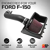 K&N Cold Air Intake System: High-Flow Air Filter, Increase Performance & Towing: Compatible with 2011-2014 FORD: F150, 57-2583