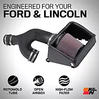 K&N Cold Air Intake System: High-Flow Air Filter, Increase Performance & Towing: Compatible with 2017-2024 FORD/LINCOLN: Expedition, F150, F150 Raptor, Navigator, 63-2599 Roto-Molded