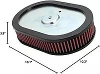 K&N HD-0910 High-Flow Washable Air Filter for Harley-Davidson (2009-2017)