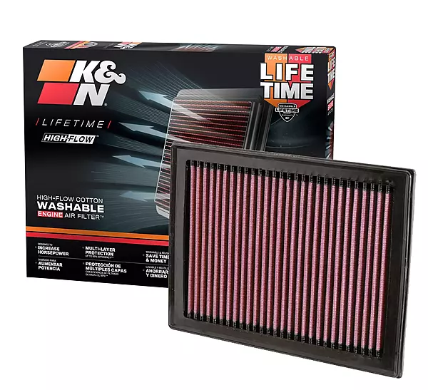 K&N High-Flow Air Filter 33-2409 (Washable, Lifetime)