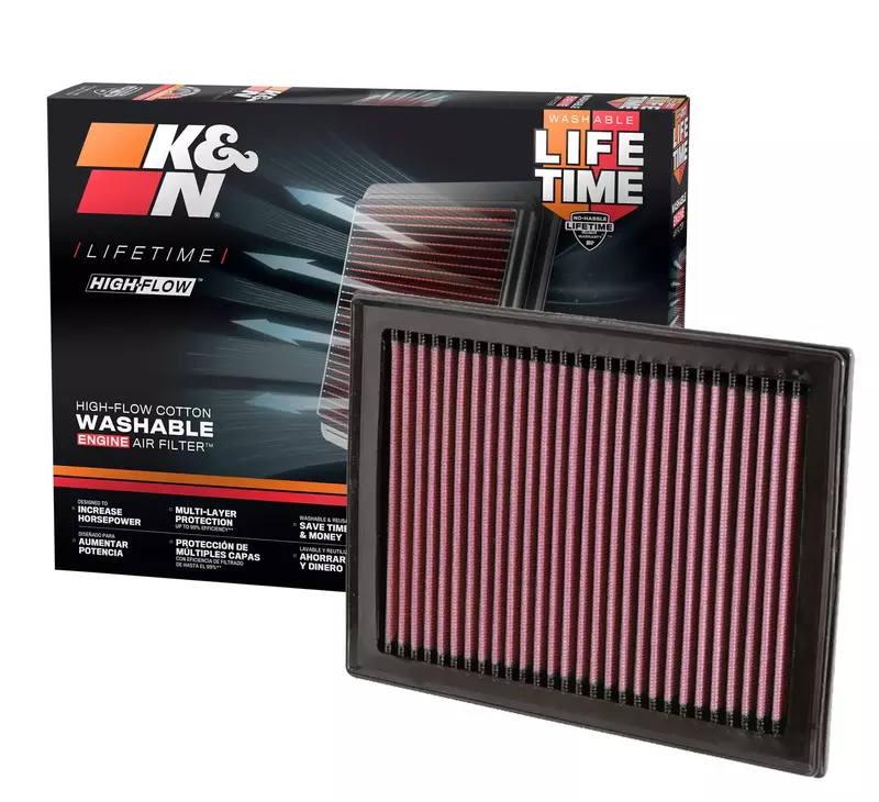 K&N High-Flow Air Filter 33-2409 (Washable, Lifetime)