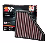 K&N High-Flow Original Lifetime Engine Air Filter: Increase Power: Premium, Washable: Compatible with 2013-2024 Cadillac/Chevrolet: ATS, CTS, Camaro, 33-2496