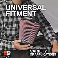 K&N High-Flow Original Lifetime Universal Clamp-On Air Filter: High Performance, Premium, Washable: Flange Diameter: 3 In, Filter Height: 5 In, Flange Length: 1.75 In, Shape: Round Tapered, RU-3570