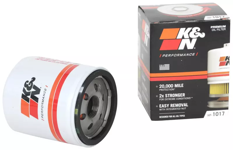 K&N Premium Oil Filter HP-1017 — Wrench-Off Nut, 20,000 Mile Protection