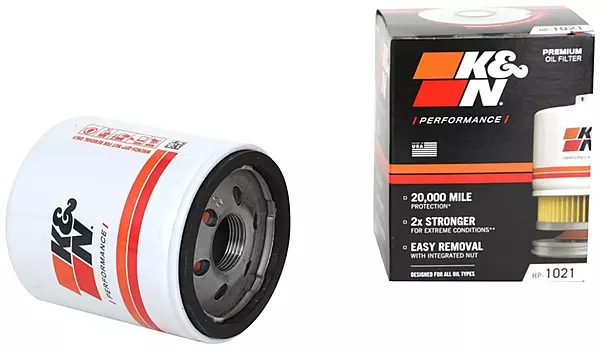 K&N Premium Oil Filter HP-1021 – 20,000 Mile Protection with Wrench-Off Nut