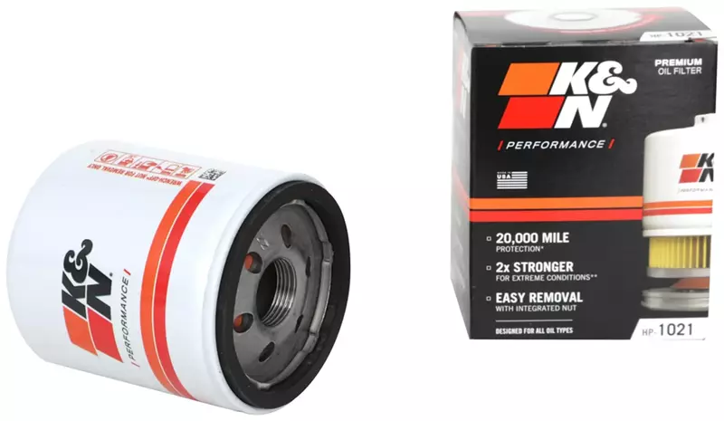 K&N Premium Oil Filter HP-1021 – 20,000 Mile Protection with Wrench-Off Nut