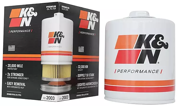 K&N Premium Oil Filter: 20,000 Mile Protection with Wrench-Off Nut, HP-2003