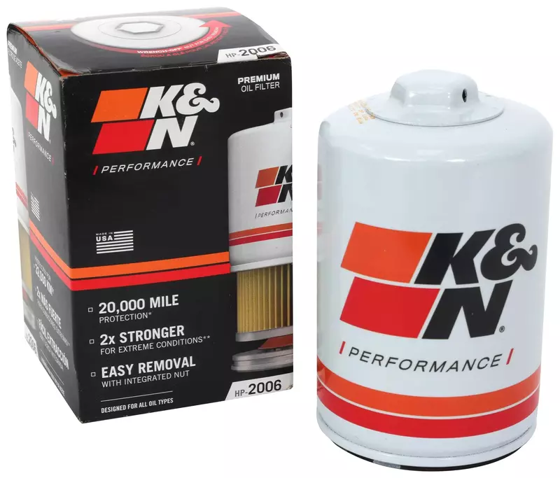 K&N Premium Oil Filter: 20,000 Mile Engine Protection with Wrench Off Nut, HP-2006 (Pack of 1)