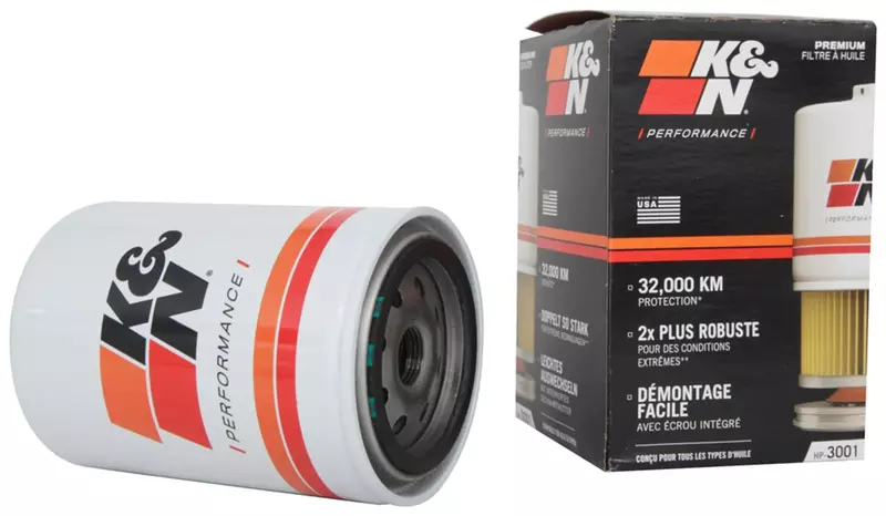 K&N Premium Oil Filter HP-3001 — 20,000 Mile Protection with Wrench-Off Nut