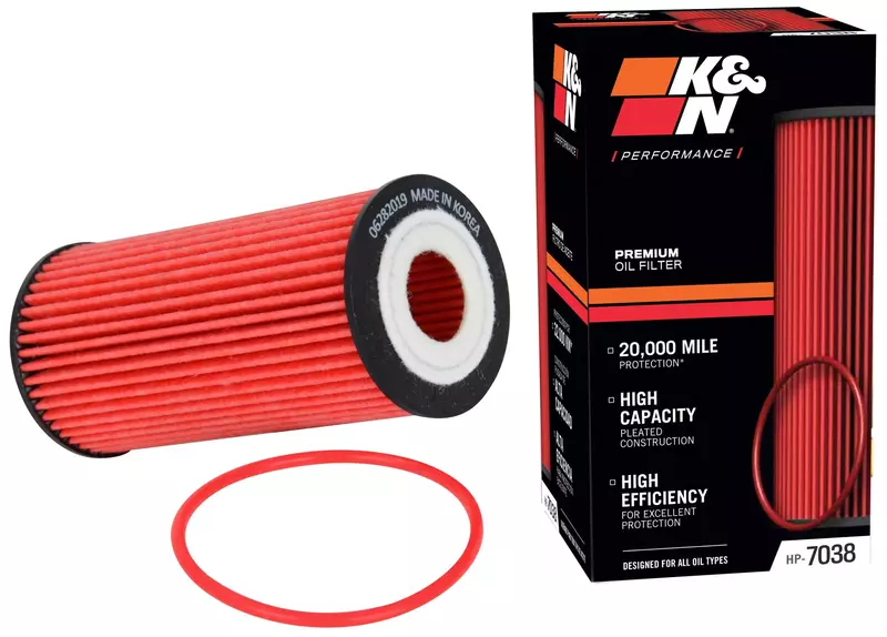 K&N Premium Oil Filter HP-7038 — 20,000 Mile Engine Protection (Pack of 1)