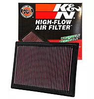 K&N High-Flow Lifetime Panel Engine Air Filter 33-2287 — Washable Oiled Cotton