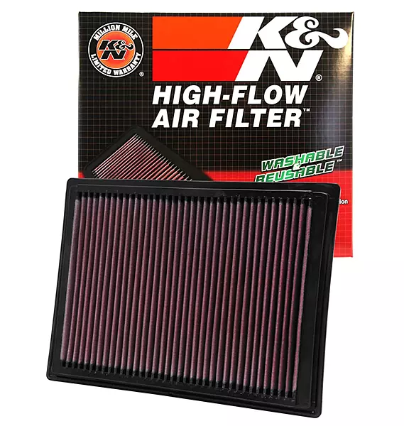 K&N High-Flow Lifetime Panel Engine Air Filter 33-2287 — Washable Oiled Cotton