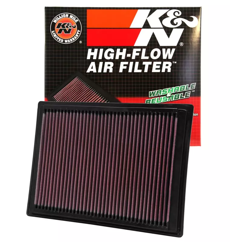K&N High-Flow Lifetime Panel Engine Air Filter 33-2287 — Washable Oiled Cotton