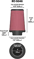 K&N High-Flow Universal Clamp-On Air Filter RC-5046