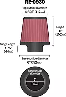 K&N High-Flow Original Lifetime Universal Clamp-On Air Filter RE-0930