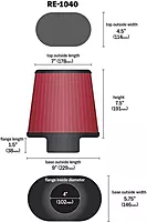 K&N High-Flow Universal Clamp-On Air Filter RE-1040