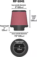 K&N High-Flow Universal Clamp-On Air Filter RF-1041